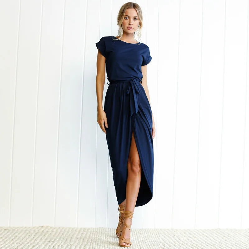 Daisy O-Neck Split Dress