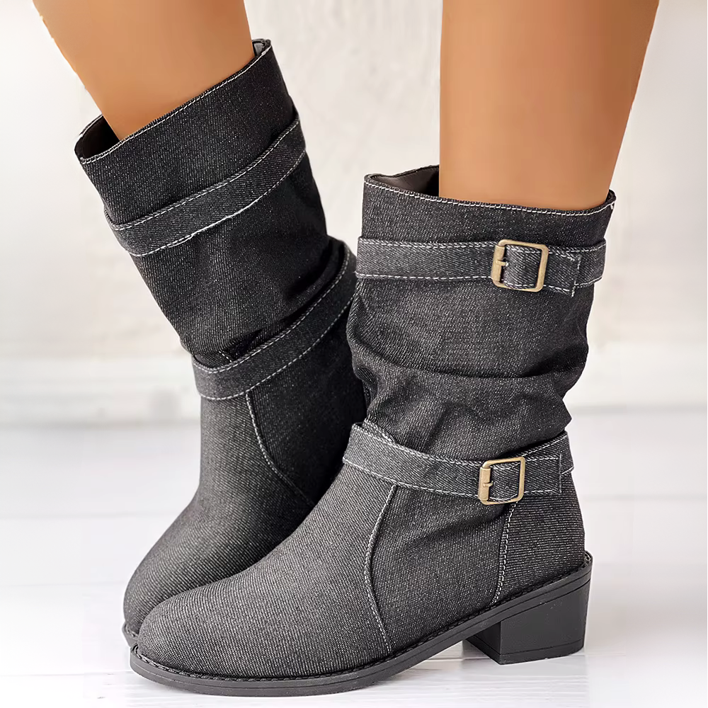 Nola Denim Mid-Calf Boot