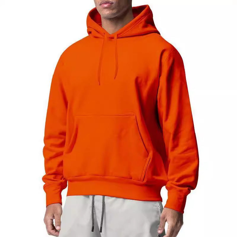 2024 Autumn And Winter New Cross-border European And American Men's Sports Pure Color Fleece Sweatshirt Men's Export Wholesale Hoodie