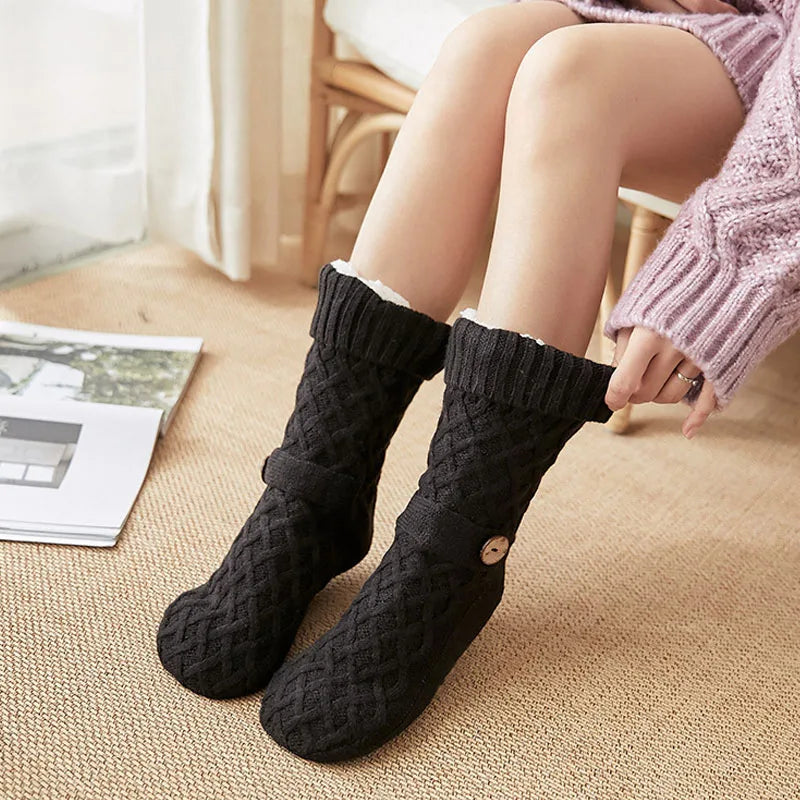 Snuggy Cable Knit Slipper Socks