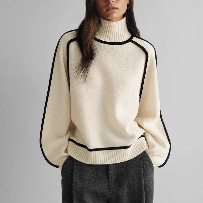 Elisa Soft-Knit Ribbed Neck Sweater