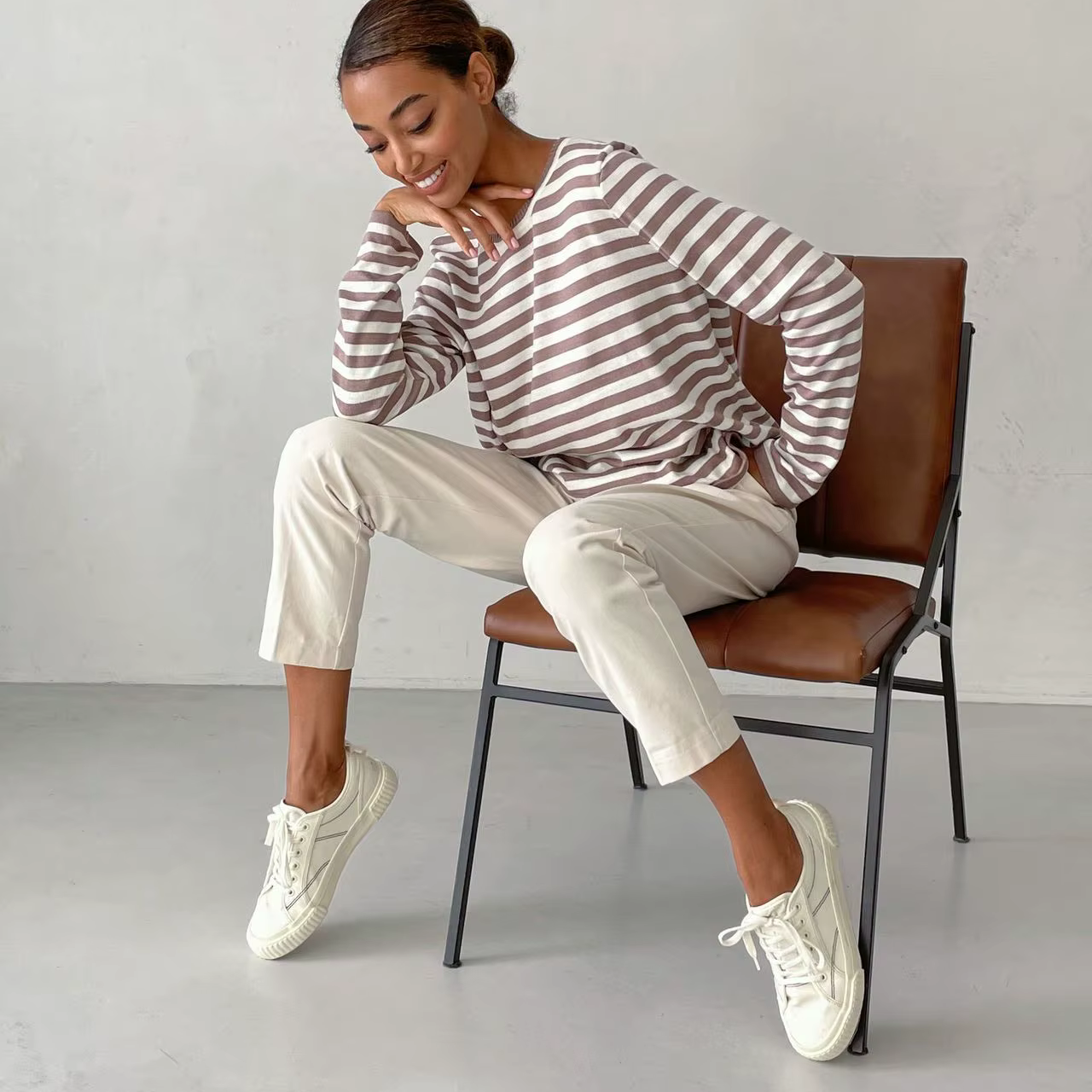 Celeste Striped Long-Sleeve Top