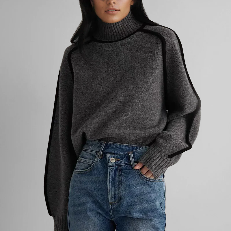 Elisa Soft-Knit Ribbed Neck Sweater