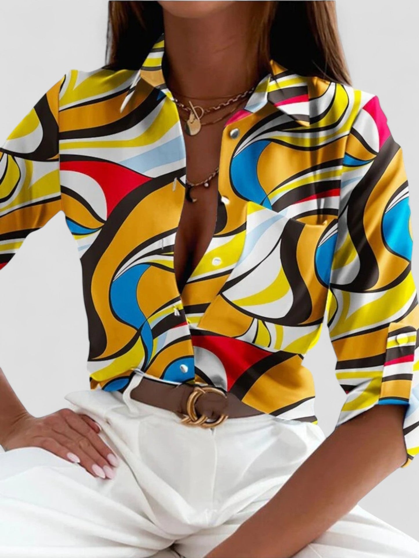 Lyra Printed Long-Sleeve Blouse