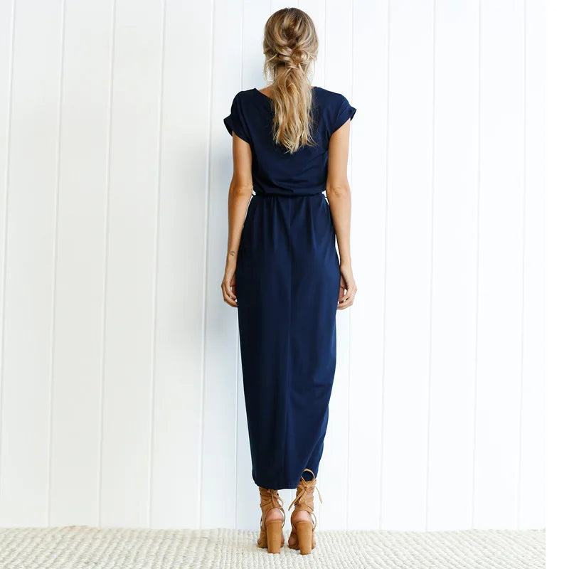 Daisy O-Neck Split Dress