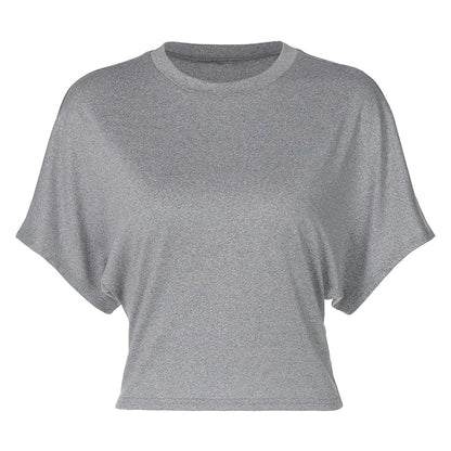 European And American Cross-border 2025 Summer Women's Wear Design Crewneck Pullover Short-sleeved T-shirt All-match Solid Color Loose Top For Women