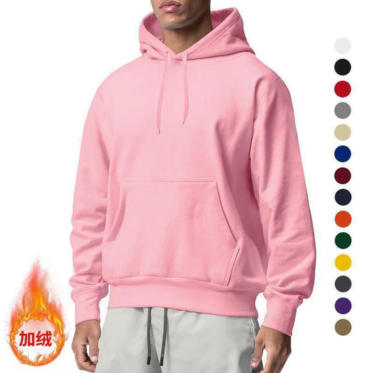 2024 Autumn And Winter New Cross-border European And American Men's Sports Pure Color Fleece Sweatshirt Men's Export Wholesale Hoodie