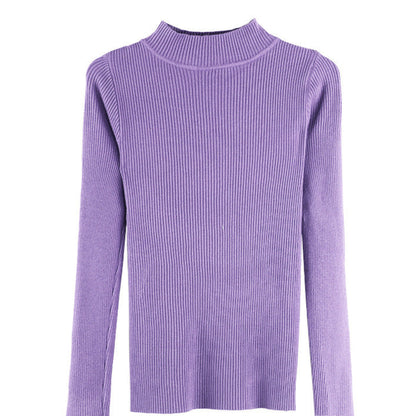 Manufacturer Wholesale Half Turtleneck Bottoming Sweater Women's Autumn And Winter Long-Sleeved Slim Fit Versatile Western Style Sweater Top