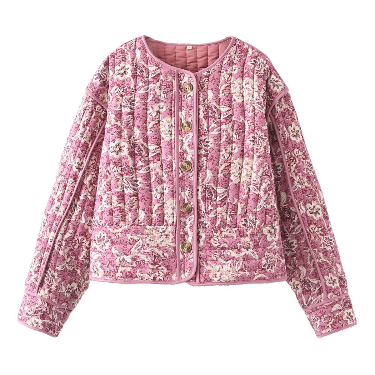 24 YSJ Cross-border European And American Women's AliExpress Explosions Crewneck Cardigan Flower Pattern Cotton Jacket