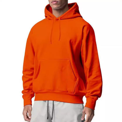 2024 Autumn And Winter New Cross-border European And American Men's Sports Pure Color Fleece Sweatshirt Men's Export Wholesale Hoodie