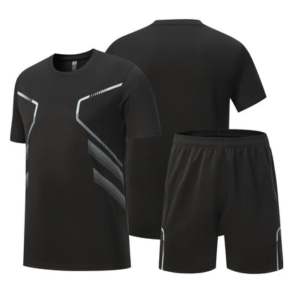 Sportswear Suit Men's Running Clothes Short-sleeved Ice Silk Summer Quick-drying Clothes Fitness Clothes Loose Breathable T-shirt Shorts