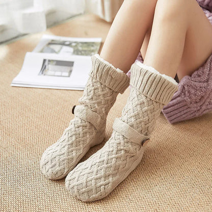 Snuggy Cable Knit Slipper Socks