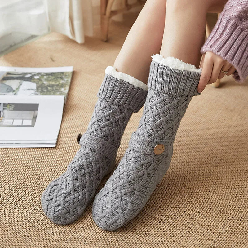 Snuggy Cable Knit Slipper Socks