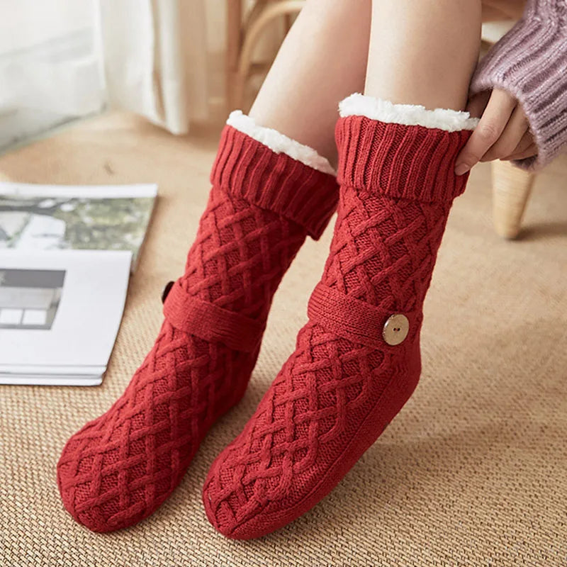 Snuggy Cable Knit Slipper Socks