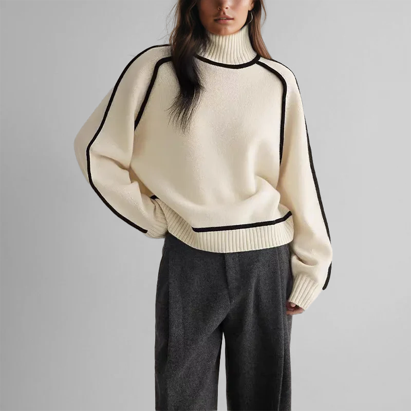 Elisa Soft-Knit Ribbed Neck Sweater