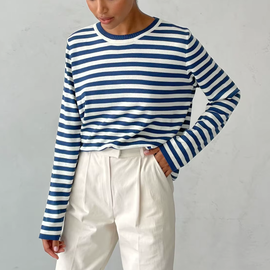Celeste Striped Long-Sleeve Top