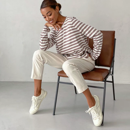 Celeste Striped Long-Sleeve Top