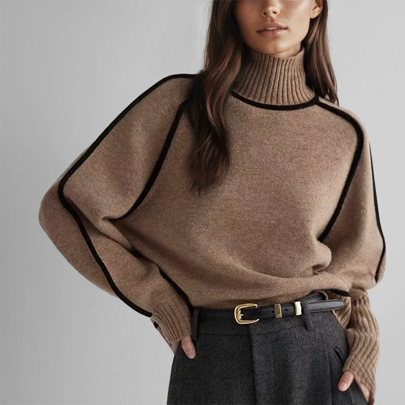 Elisa Soft-Knit Ribbed Neck Sweater