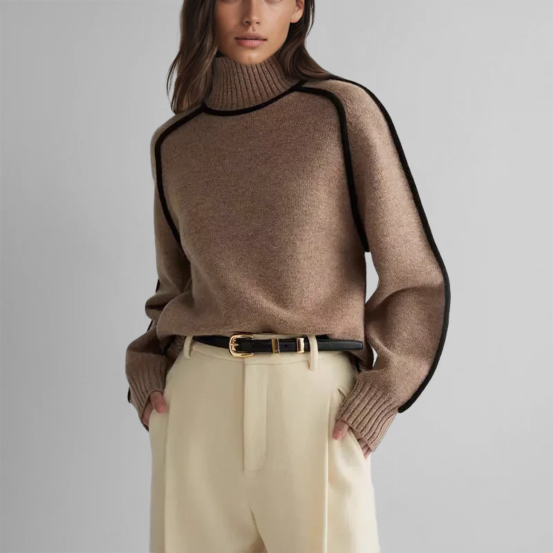 Elisa Soft-Knit Ribbed Neck Sweater
