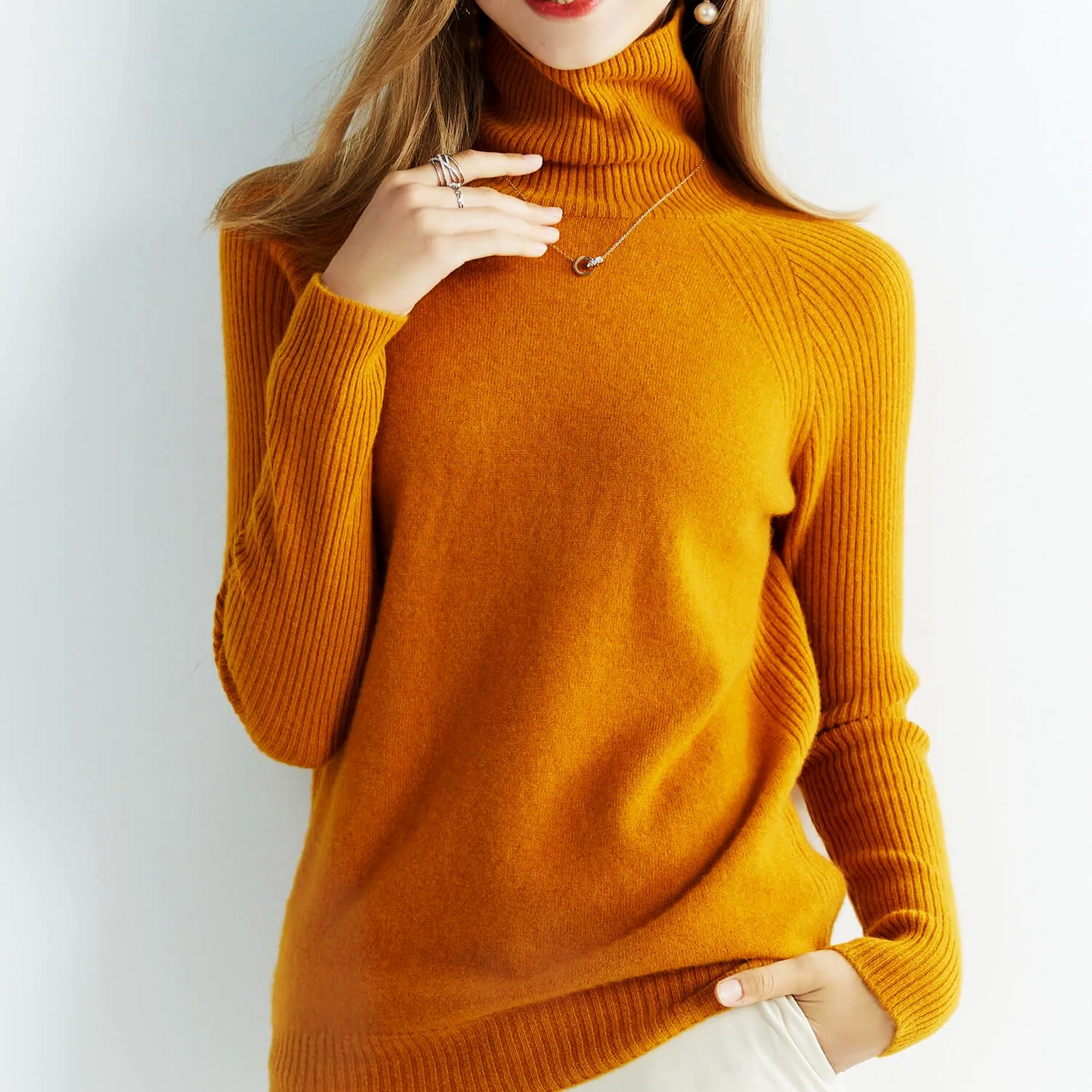 Amilia Cashmere Turtleneck Sweater