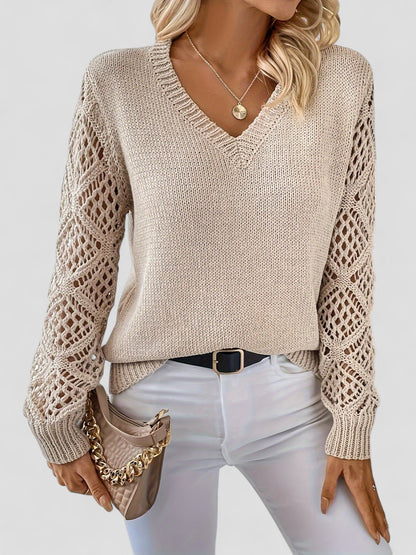 Ela Elegant Knitted V-Neck Sweater